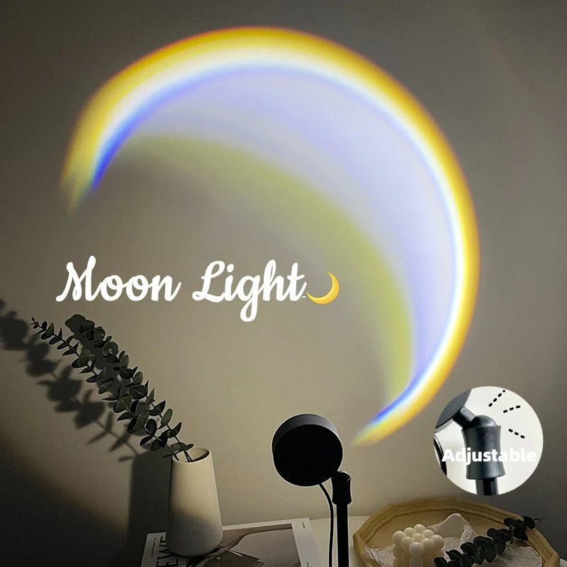 USB Moon Lamp LED Rainbow Neon Night Sunset Light Projector